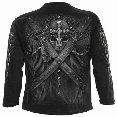 men's long sleeve vampire hunter crew neck shirt view of the back